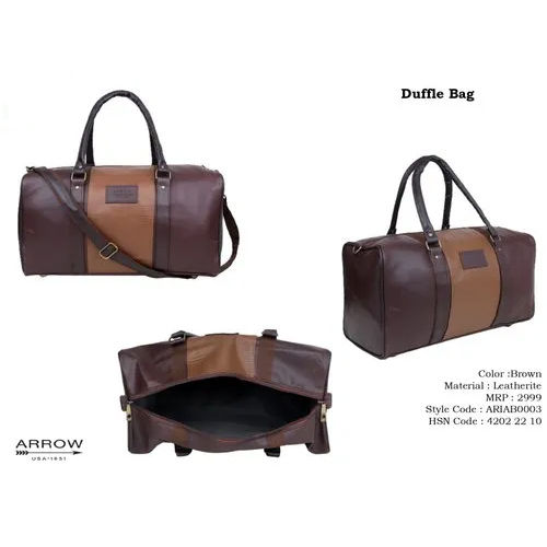 Brown Buffalo Leather Duffle Bag Manufacturer Exporter from Kanpur