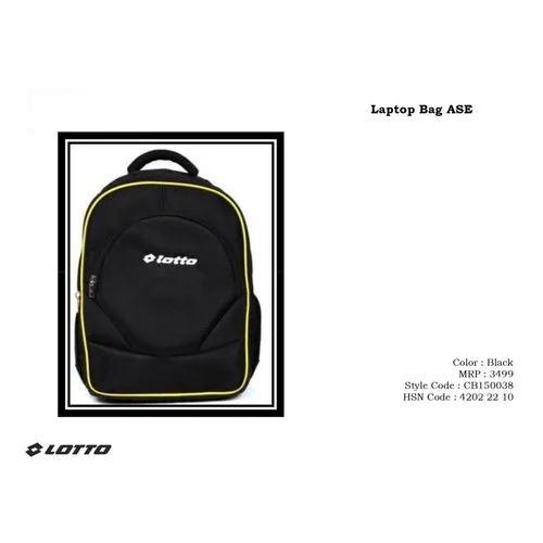 Black Lotto Laptop Bag Ase