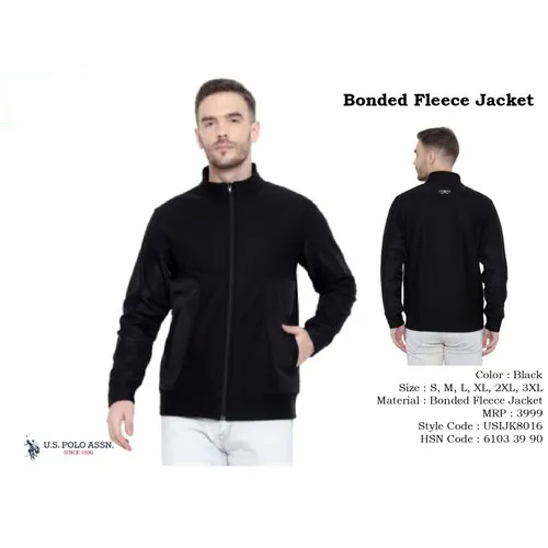 Black U.S.Polo Bonded Fleece Jacket