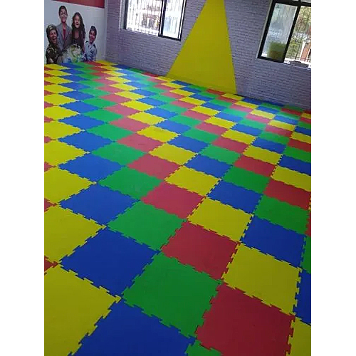 Rubber Flooring Tile - Soft Rubber, 1 Mtr x 1 Mtr, Multicolor | Interlocking Design, Polished Finish, Perfect for Gyms and Commercial Spaces