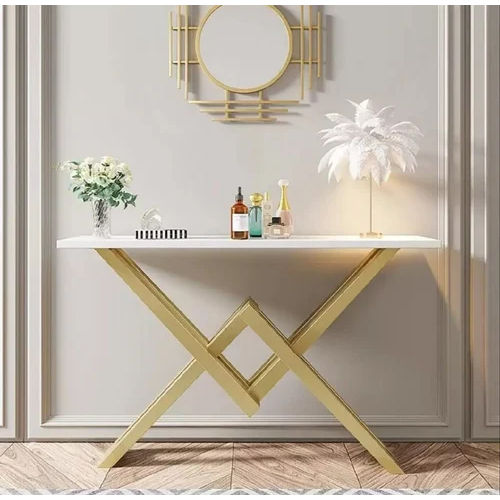White And Gold Narrow Console Table