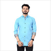 Mens Formal Cotton Shirt - Cotton Blend, Sky Blue, Full Sleeves | Soft Finish, Pre-washed, Year-round Comfort, Ideal For Formal And Daily Wear