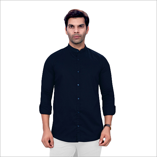 Men Cotton Navy Blue Shirts