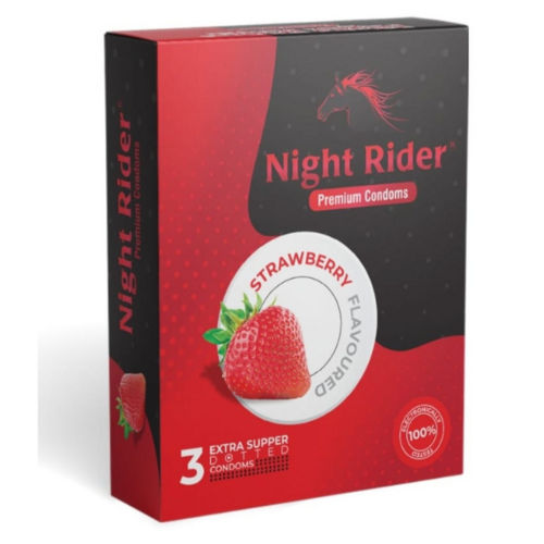 Night Rider Condom - Flavor: Chocolate/ Strawberry/ Banana/ Jasmin /Vanilla.