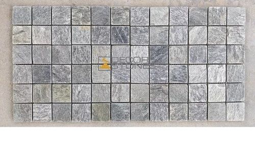 Silver Shine Quartzite Split Face Mosaic Wall Cladding Slate - Size: 23X23 Mm / 23X48 Mm / 48X48 Mm