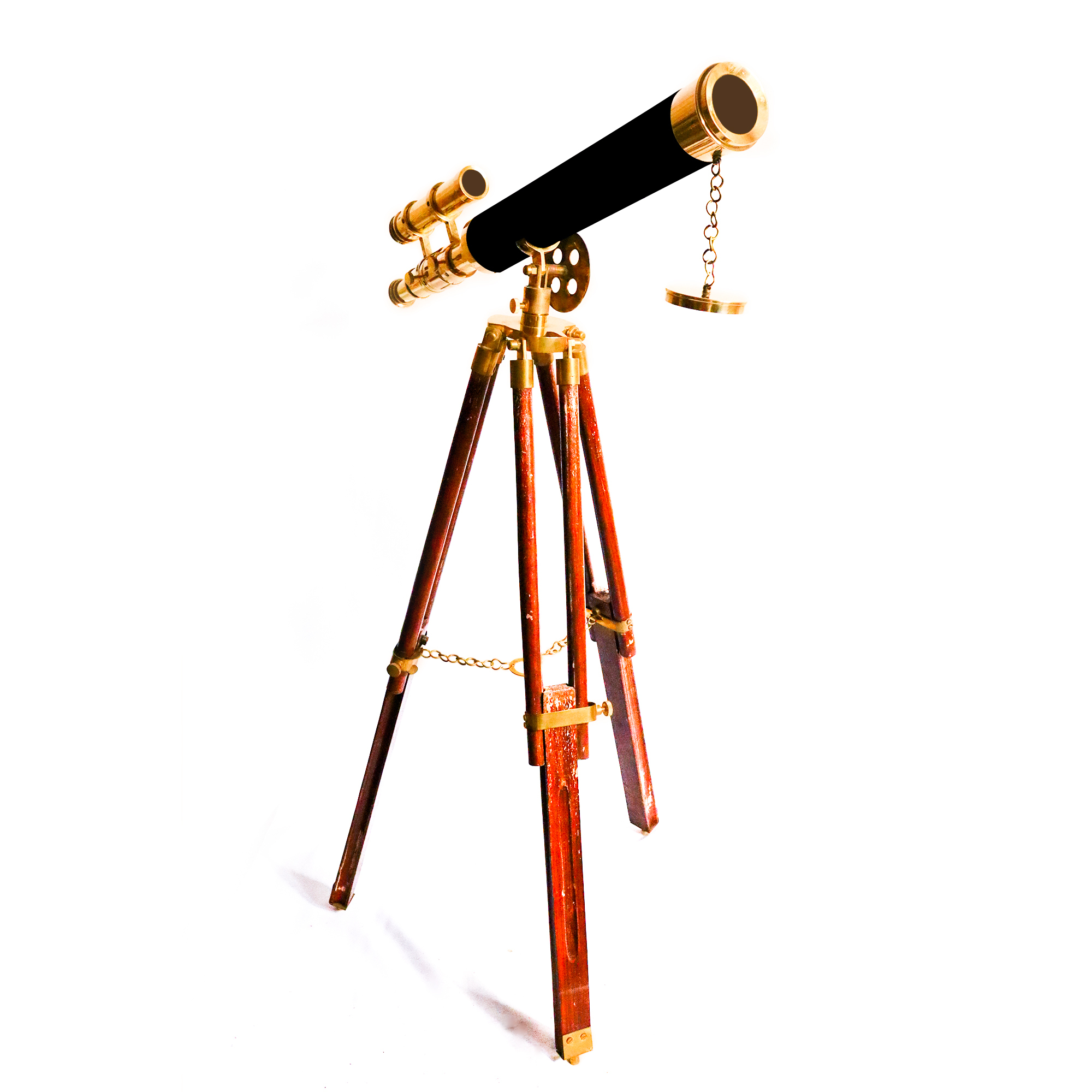 Nautical Double Barrel Brass Telescope with Tripod Stand