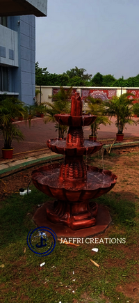 Garden Fountain - Stone Material, 150cm Height X 80cm Width, Red Color, Three Tiers | One Year Warranty, Outdoor Garden Decoration