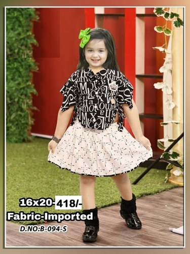 Fany Dress-17 - Cotton Summer Skirt Set for Girls, 1-3 Years | Black Sleeveless Design, 6-Piece Top and Shorts with Cloth Decorations