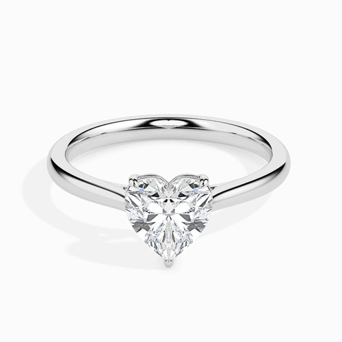 Heart Shape Solitaire Diamond Ring In Lab Grown Diamonds 14K White Gold 1 CT