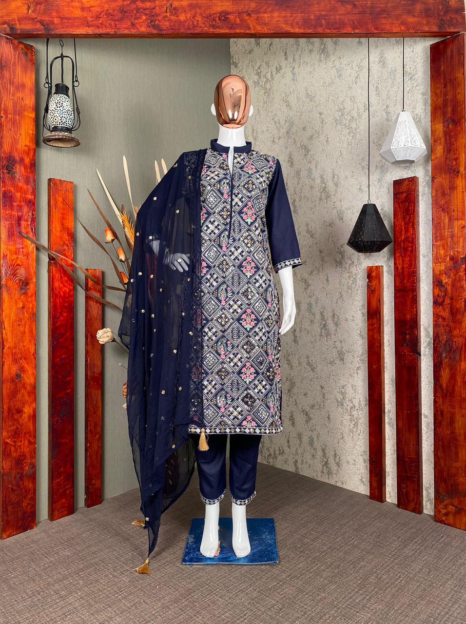 WOMEN DESIGNER NEW HEAVY COTTON WORK SUIT PANT AND DUPATTA...