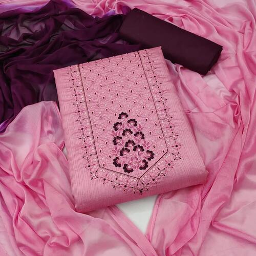 Pinkal Pink Jal Pari Cotton Dress Material