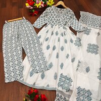 Sonal Blue Rayon Kurti Plazzo