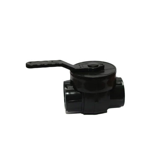 Plastic Ball Valve - PP Material , 2" - 4" Sizes , Black Color , Screwed Connector Type , MS Patti Handle Design , Medium Temperature Pressure