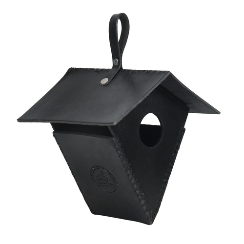 Sparrow Daughter Lantern Birdhouse Black Color Handcrafted With Leather
