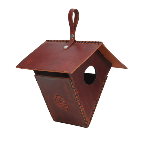 Orange color Lantern Birdhouse Handmade made of Leather Vegan Leather and Synthetic leather