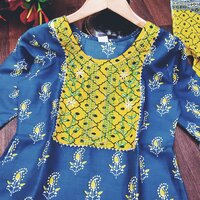 Disha Blue Rayon Cotton Kurti Pent