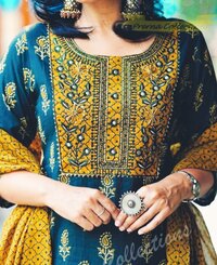 Disha Blue Rayon Cotton Kurti Pent
