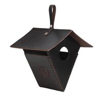 Red Brown color Lantern Birdhouse Handmade  made of Leather Vegan Leather and Synthetic leather