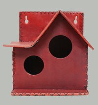Handcrafted DH Birdhouse Red Color Made of Leather Vegan Leather Synthetic Leather