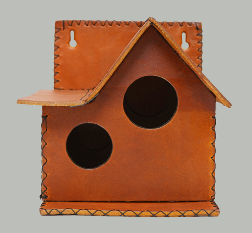 Handmade DH Birdhouse Lemon Yellow made of leather vegan leather synthetic leather