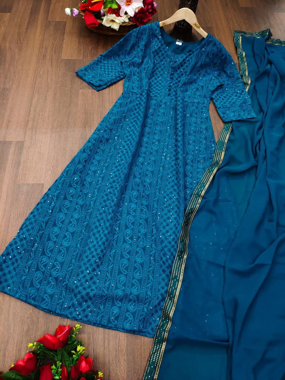 Aarohi Blue Georgette Kurti