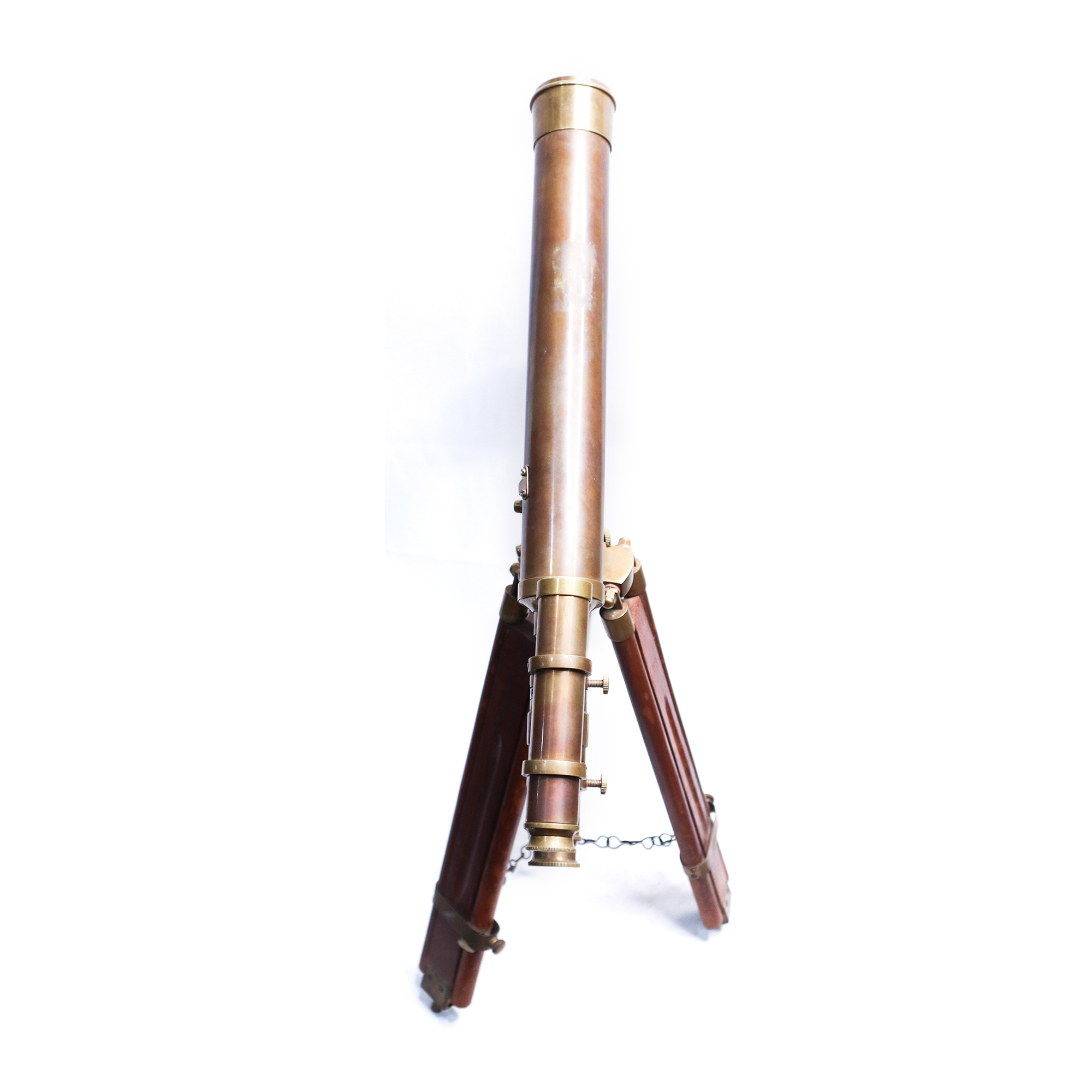 Antique Finish Double Barrel Brass Telescope with Tripod Stand