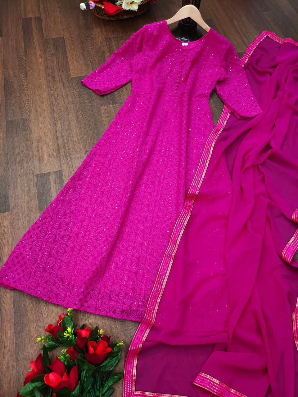 Aarohi Pink Georgette Kurti