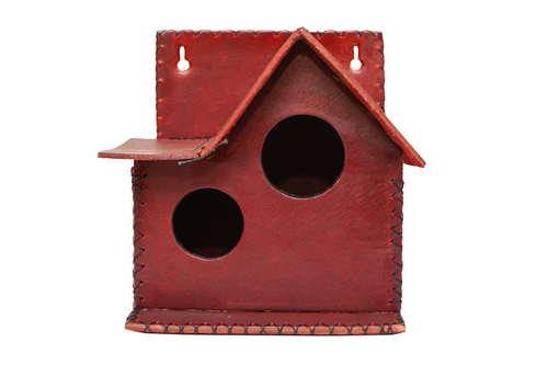 Handmade Marron Color DH Birdhouse made of Leather Vegan Leather and Synthetic leather