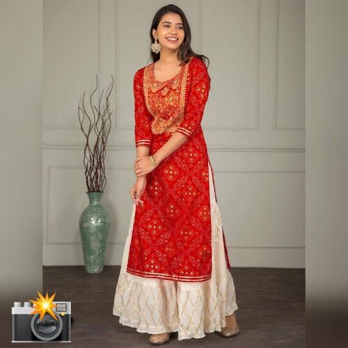 Riya Red Rayon Kurti