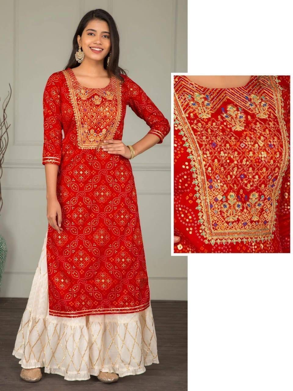 Riya Red Rayon Kurti