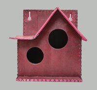 Handcrafted DH Birdhouse Pink Color made of leather vegan leather synthetic leather