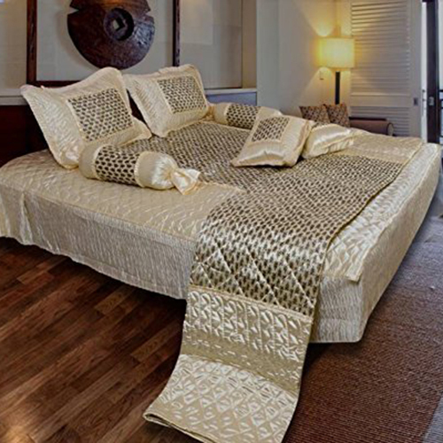 8 Pcs Cream Satin Bedding Sets