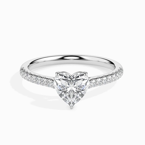 Heart Shape Natural Diamond Ring 14K White Gold 1.5 CT With Side Accents