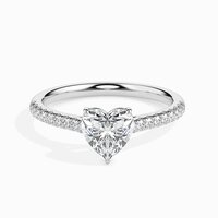 Heart Shape Natural Diamond Ring 14K White Gold 1.5 CT With Side Accents