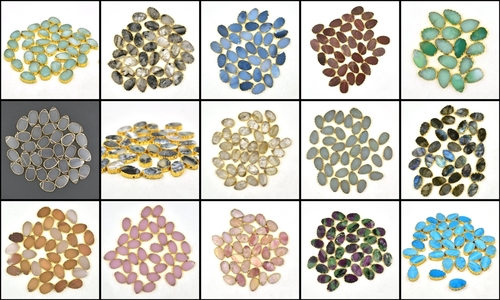 Natural Gemstone Slice Shape Electroplated Pendant