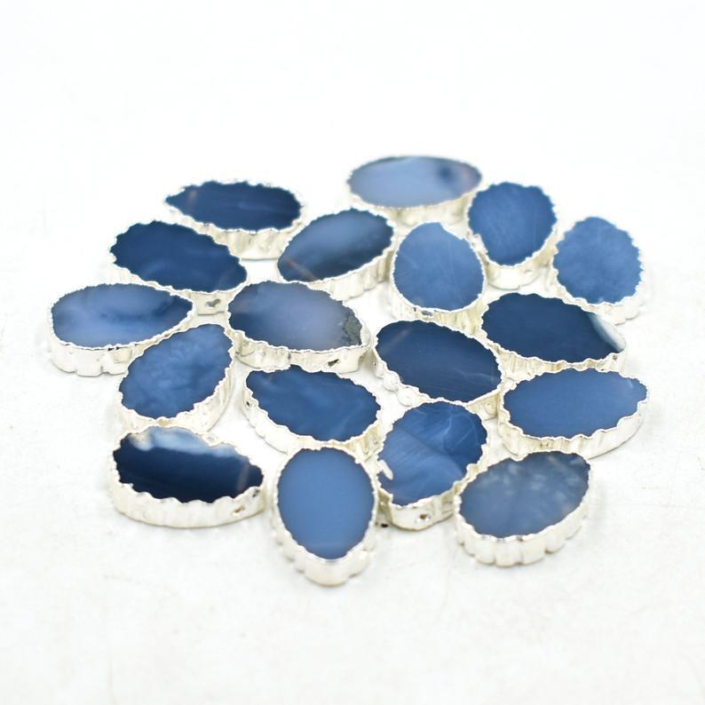 Natural Gemstone Slice Shape Electroplated Pendant