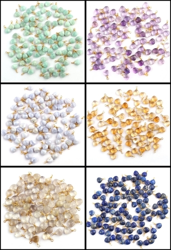 Wire Wrapped Heart Shape Faceted Cut Pendant Stone Size 10mm