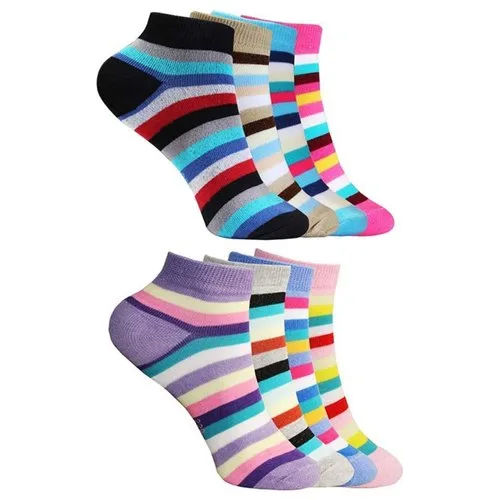 Ladies Striped Cotton Socks Elasticity: High