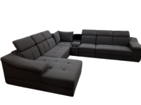 Elegant U Shape Sofa Set - Cotton Fabric, 41x49x50 Inch Dimensions, White Color, Six Seater, Adjustable Headrest, Without Lounger, Ideal for Bedrooms