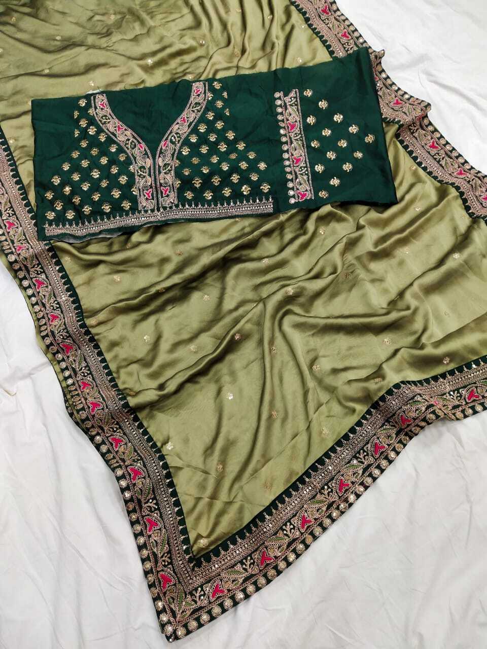 Women Fancy Mashroom Silk two tone fabric with Sequins....