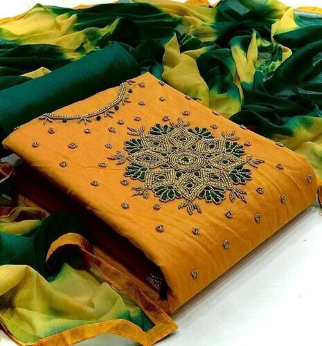 WOMEN MODAL CHANDERI SILK WITH HANDWORK MATERAILS...