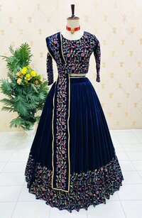 Women Designer Velvet Lehenga Choli...