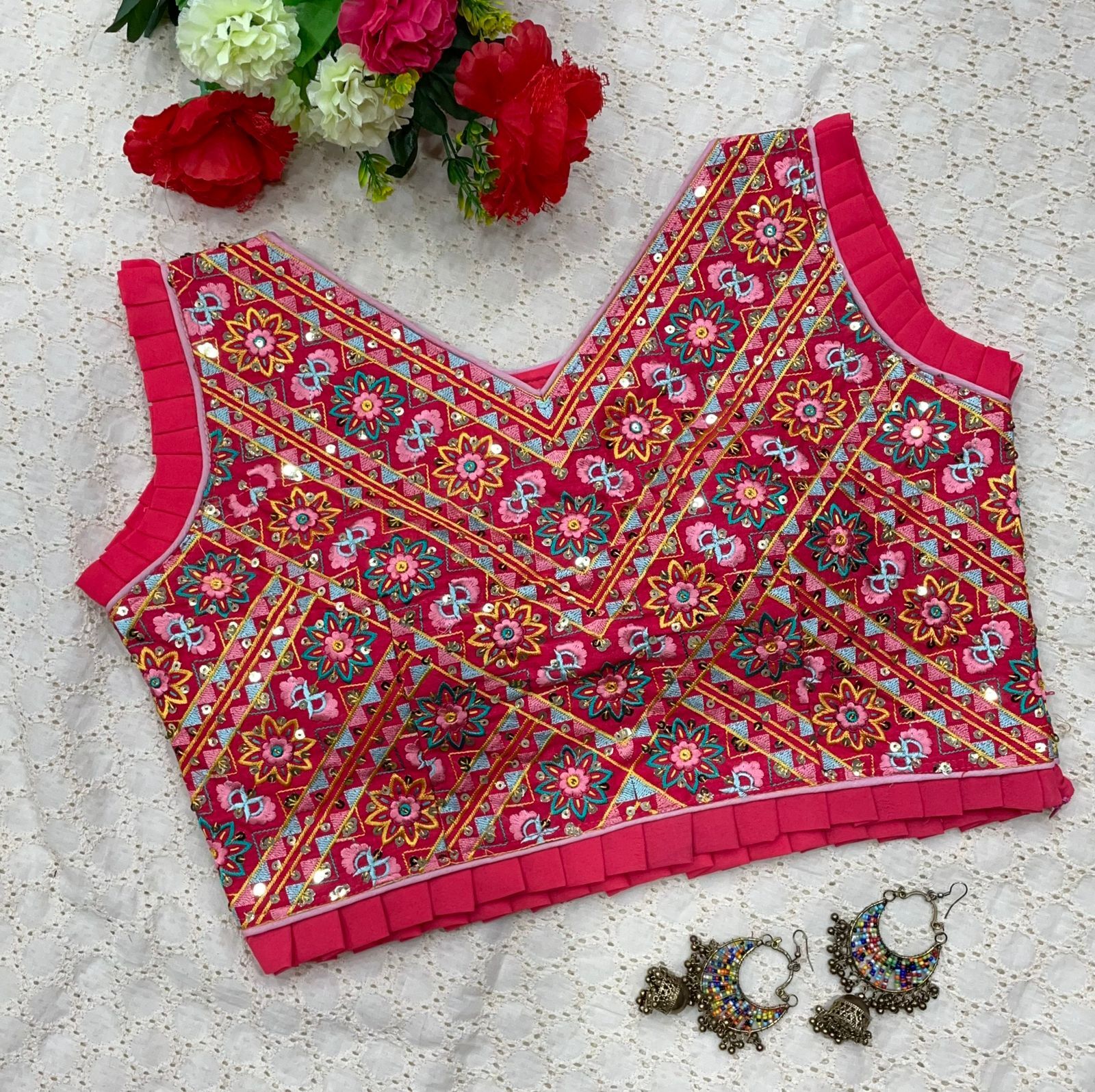 Women Heavy Fantom with Embroidery With Sequence Blouse