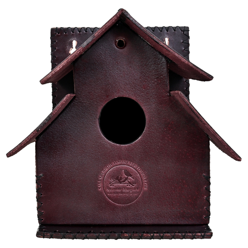 Handcrafted Dh Birdhouse Bordo Color With Leather Vegan Leather And