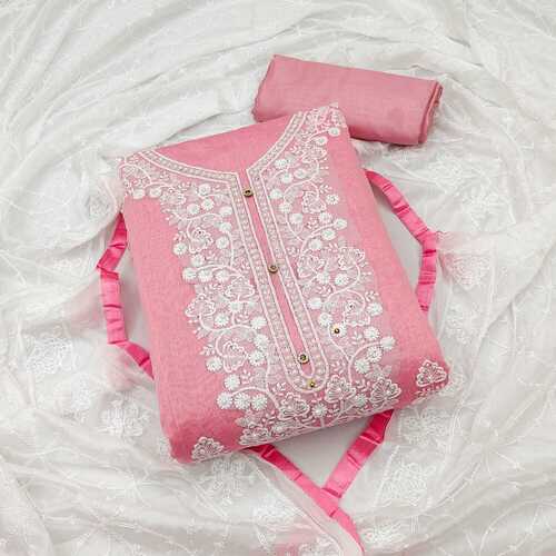 Dimpy Pink Chanderi Dress Material