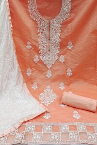 Dimpy Orange Chanderi Dress Material