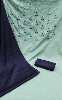 Jagu Green Jelly Silk Cotton Dress Material
