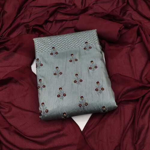Jagu Grey Jelly Silk Cotton Dress Material