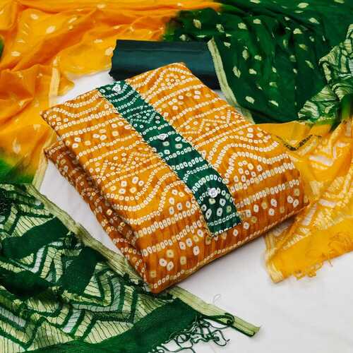 Harsha Yellow Heavy Cotton Dress Material