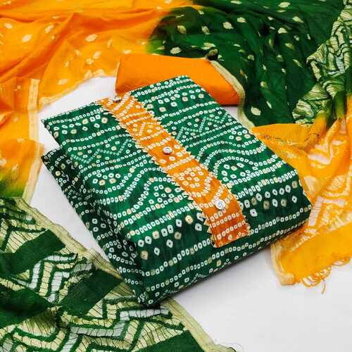 Harsha Green Heavy Cotton Dress Material